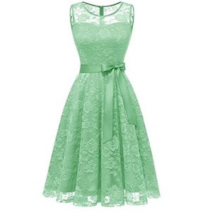 Mint Knee Length Bridesmaid Dress